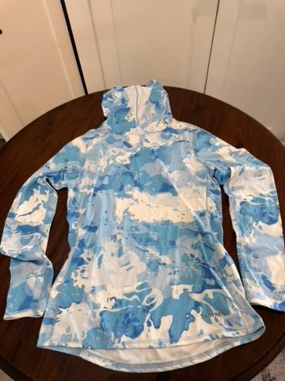 Simms Blue Camo Angler UV protection Solaflex Cover up hoodie - Size XS - BNWOT